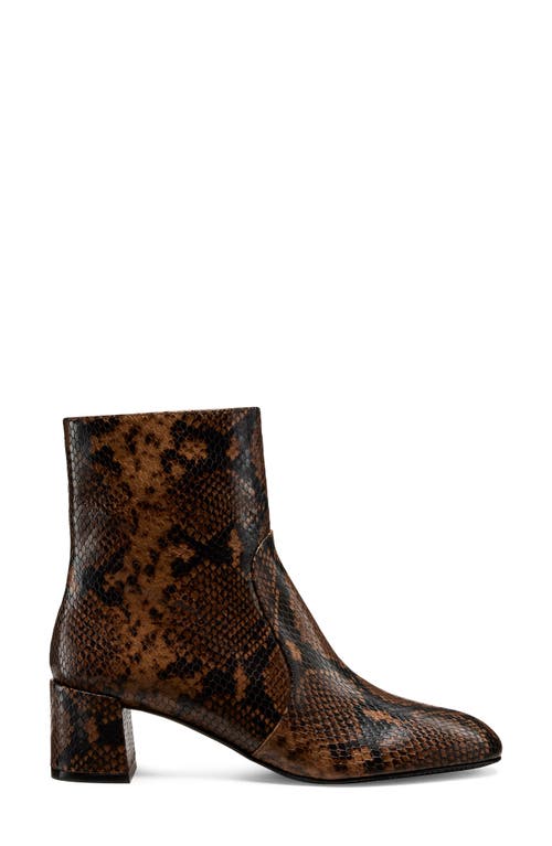 Stuart Weitzman Maeve Snakeskin Embossed Bootie In Brown