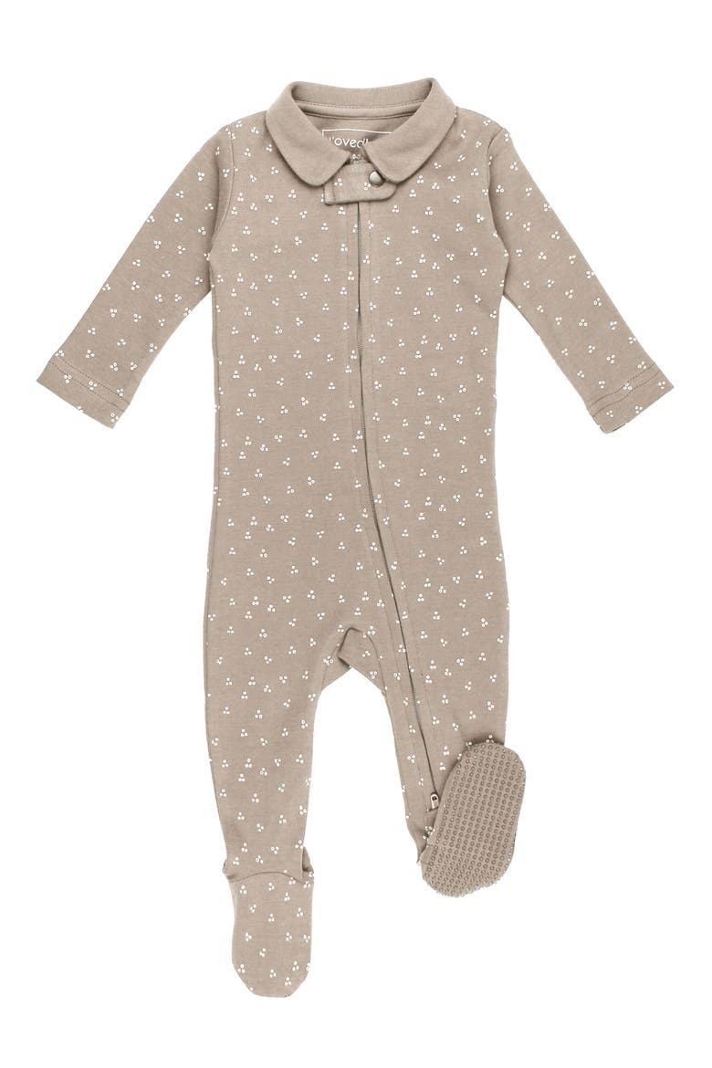 Polo Organic Cotton Zip Footie, Main, color, OATMEAL DOTS