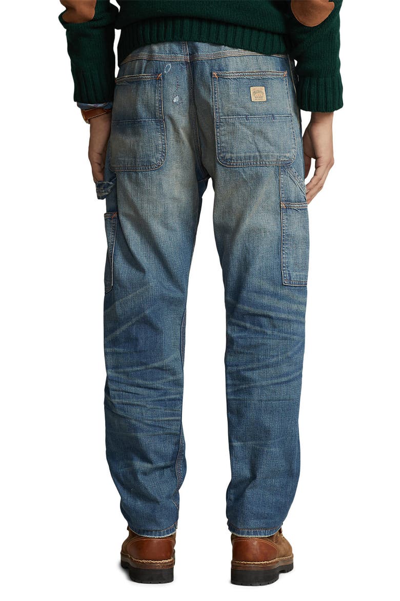 Rigid Denim Dungaree Jeans, Alternate, color, SADDLEBUNCH