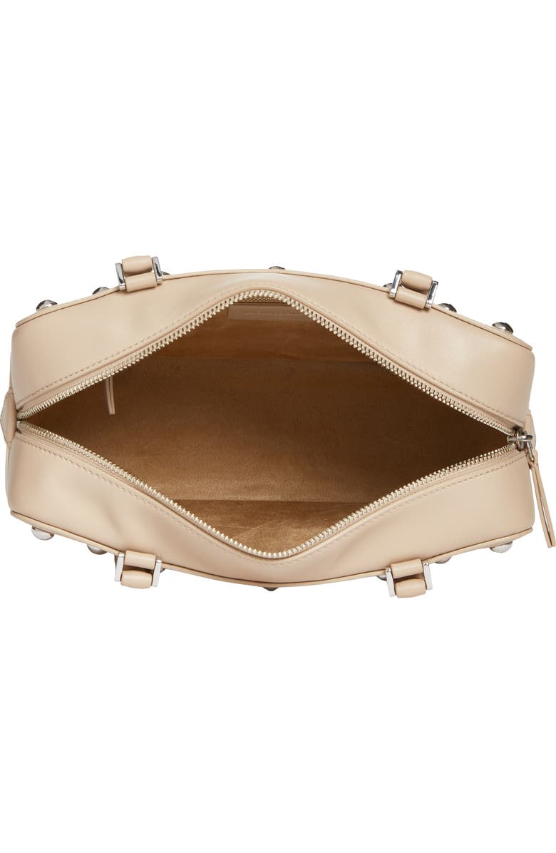 Veronica Beard Studded Boxy Leather Shoulder Bag, Alternate, color, Sand Dollar Shiny Silver