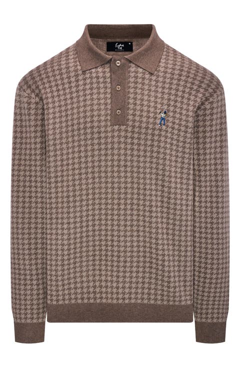 Houndstooth Polo Sweater