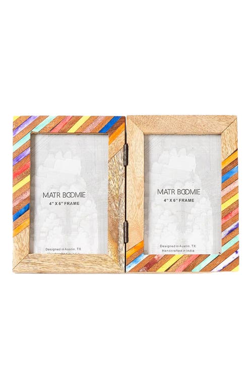 Matr Boomie Banka Mundi 4x6 Multicolor Double Picture Frame - Bone, Wood  product