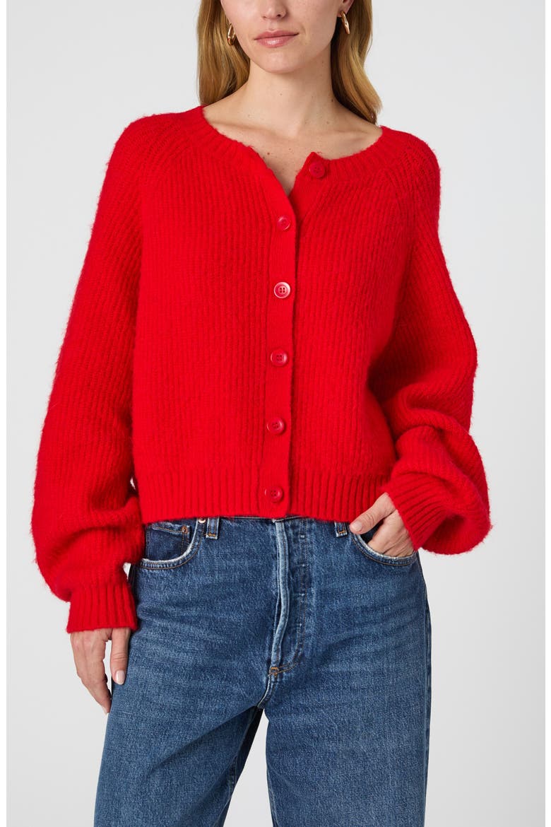 Fluffy Cardigan, Alternate, color, MARS RED