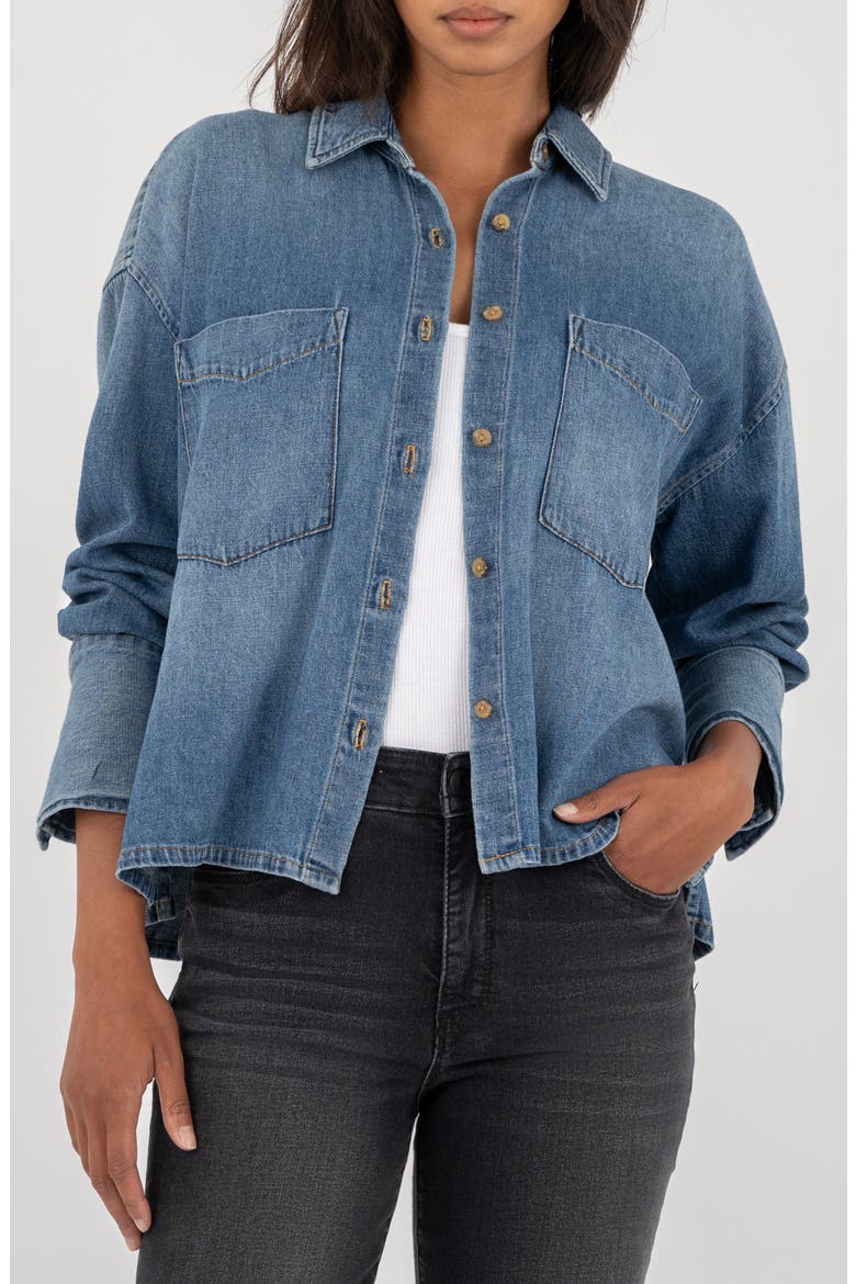 Gertie Denim Shirt, Main, color, VINTAGE WASH