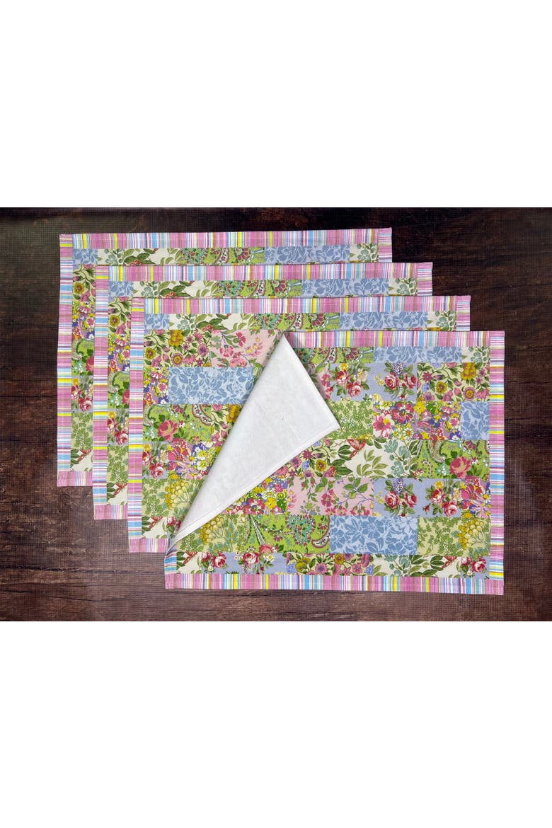Garden Collage Patchwork Placemats, Set of 4, Alternate, color, Green