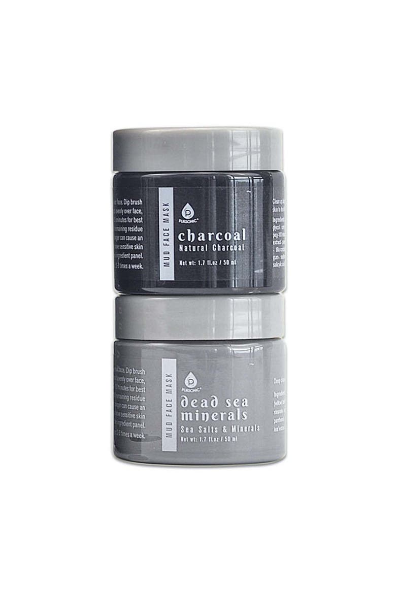 2 Pack Facial Therapy Mud Face Mask with Mask Applicator, Main, color, Grey