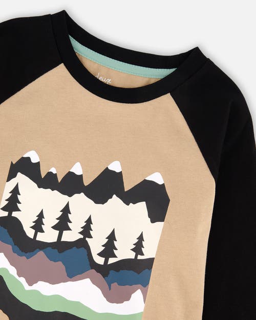 Deux Par Deux Long Raglan Sleeve Jersey Tee In Multi