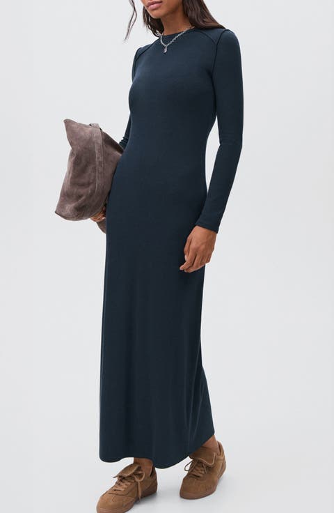 Plain Long Sleeve Maxi Dress
