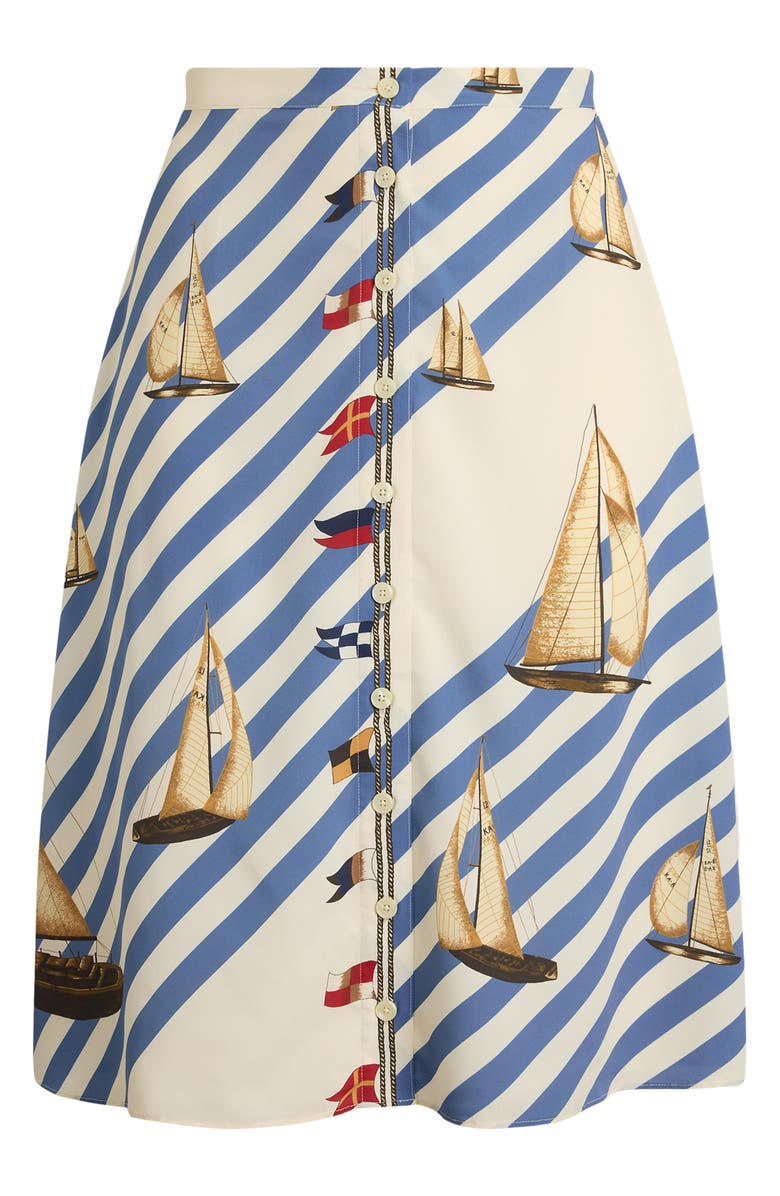 Lauren Ralph Lauren Sailboat Stripe Midi Skirt, Alternate, color, Cream/ Multi