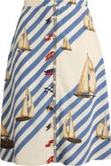 Lauren Ralph Lauren Sailboat Stripe Midi Skirt