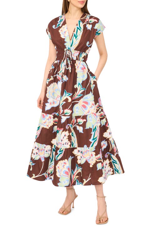 V-Neck Cotton Midi Dress