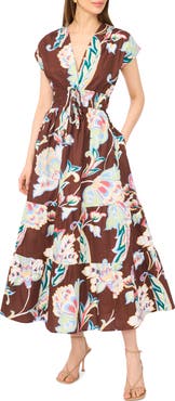 CeCe V-Neck Cotton Midi Dress