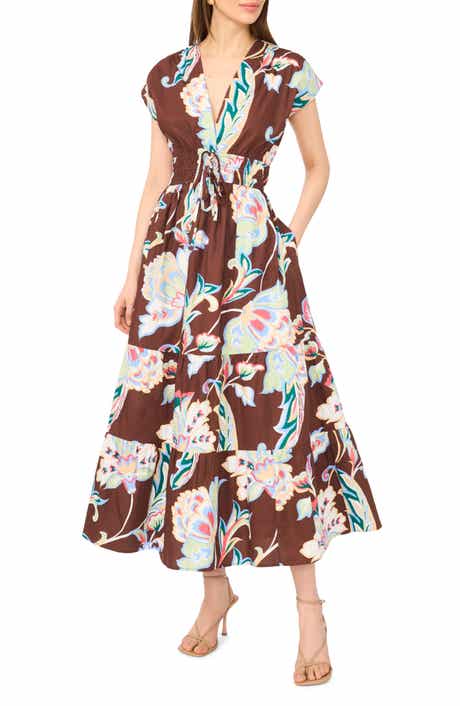 CeCe V-Neck Cotton Midi Dress