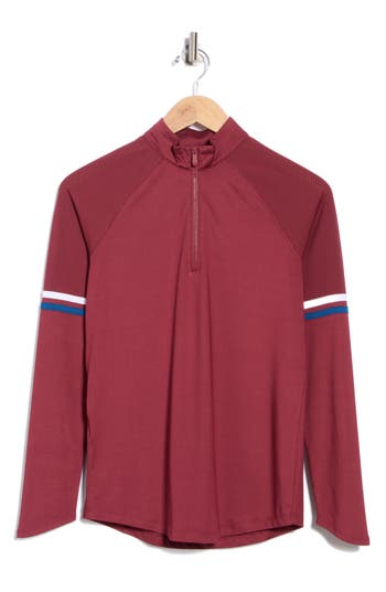Original Penguin Quarter Zip Polo In Burgundy