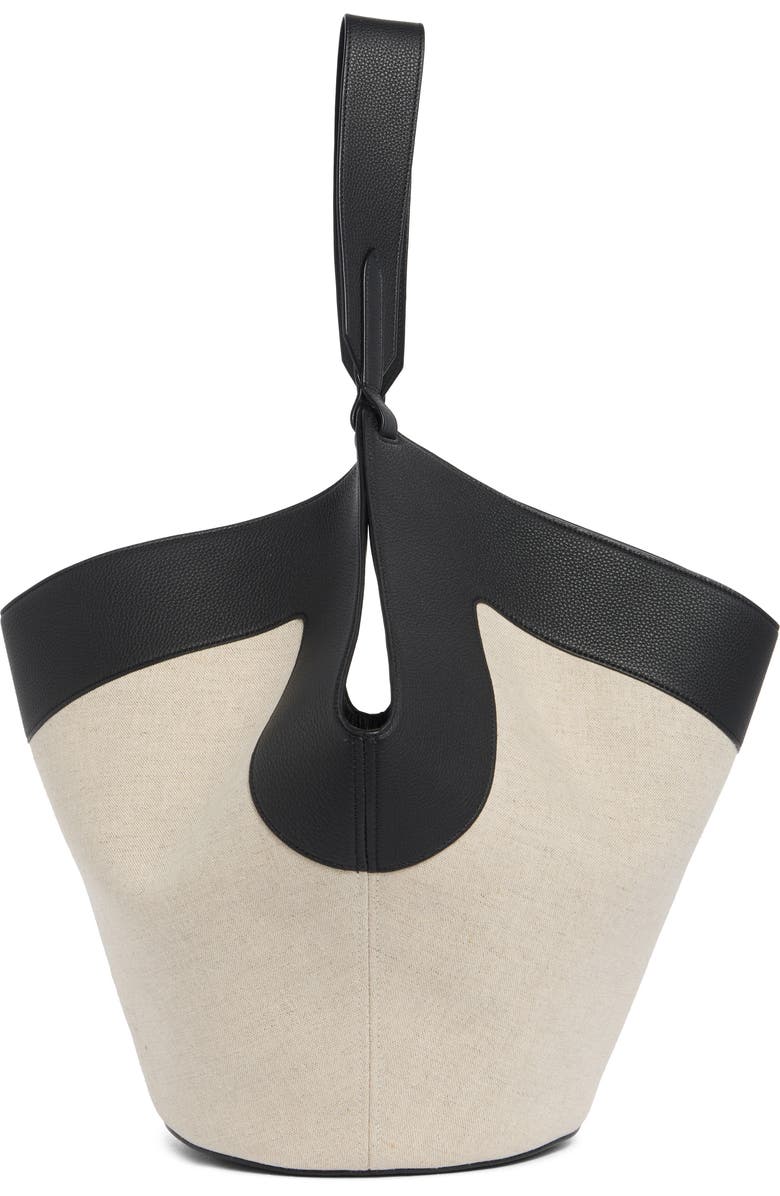 Khaite Medium Lotus Canvas & Leather Tote, Alternate, color, 367 Black / Natural