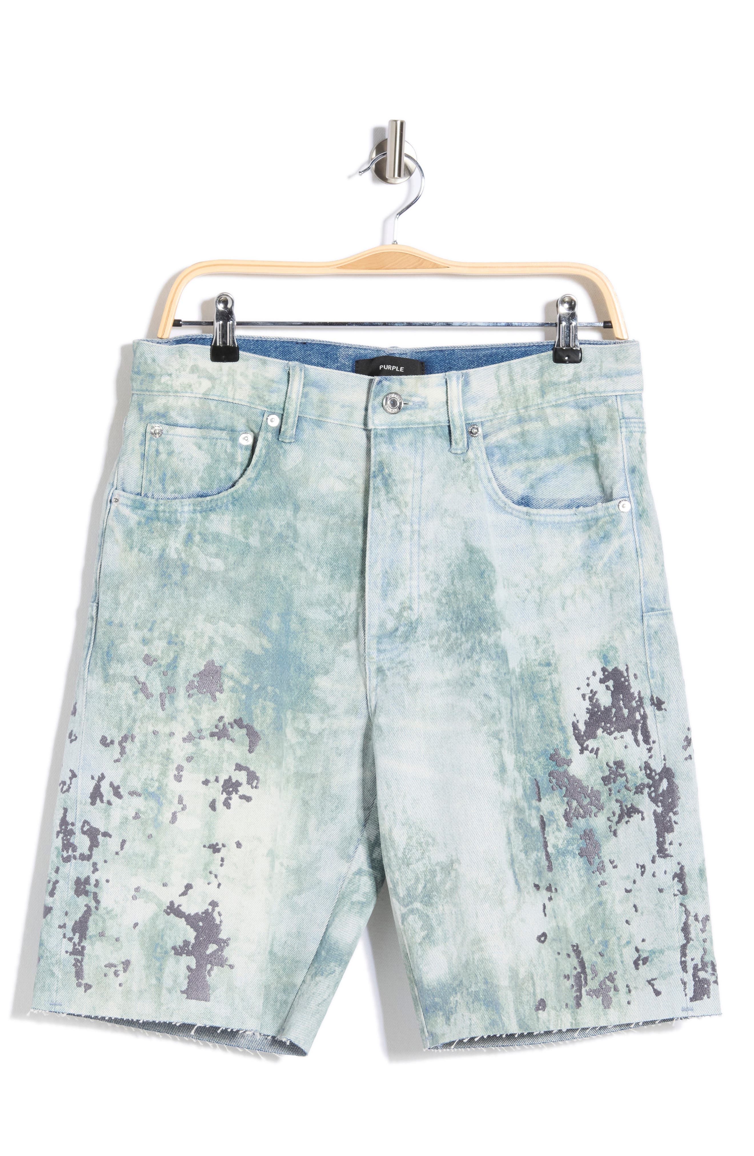 PURPLE BRAND Embroidered Camo Denim Shorts