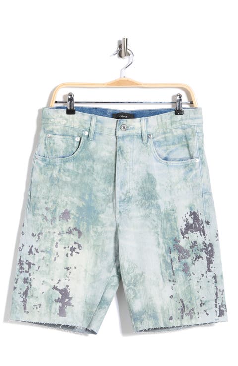 Embroidered Camo Denim Shorts