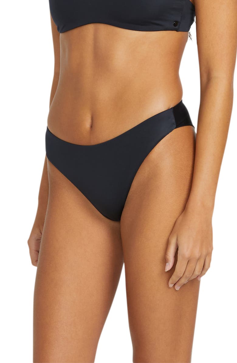 Volcom Simply Seamless Cheekini Bikini Bottoms, Alternate, color, Black