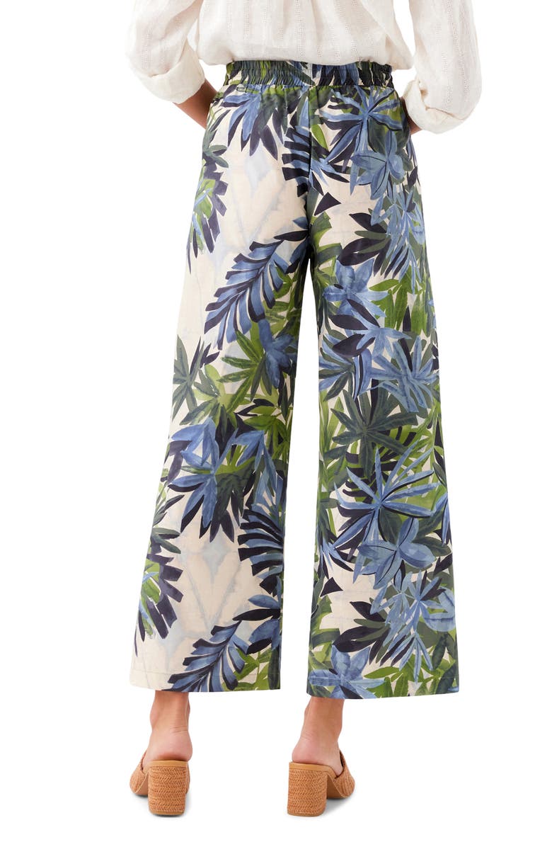 Karen Kane Frond Print Cotton Drawstring Wide Leg Pants, Alternate, color, Print