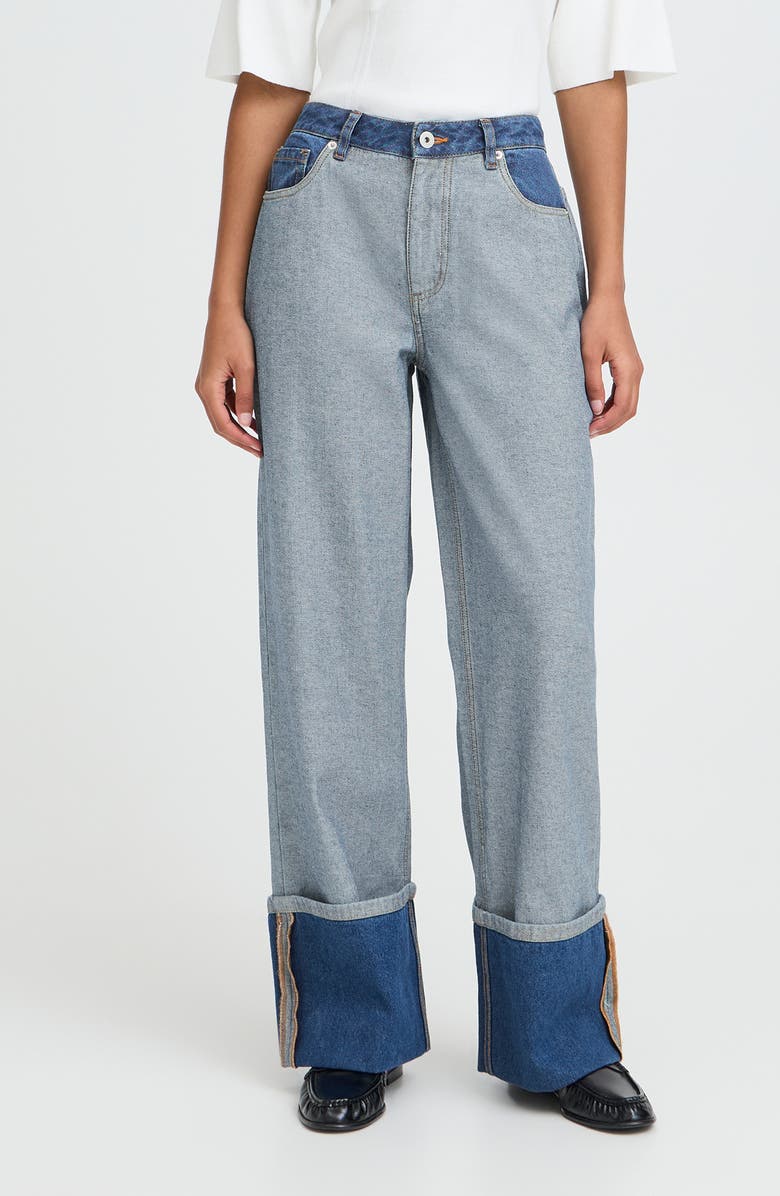 ICHI Ihmianna Two-Tone Jeans, Main, color, Washed Med. Blue