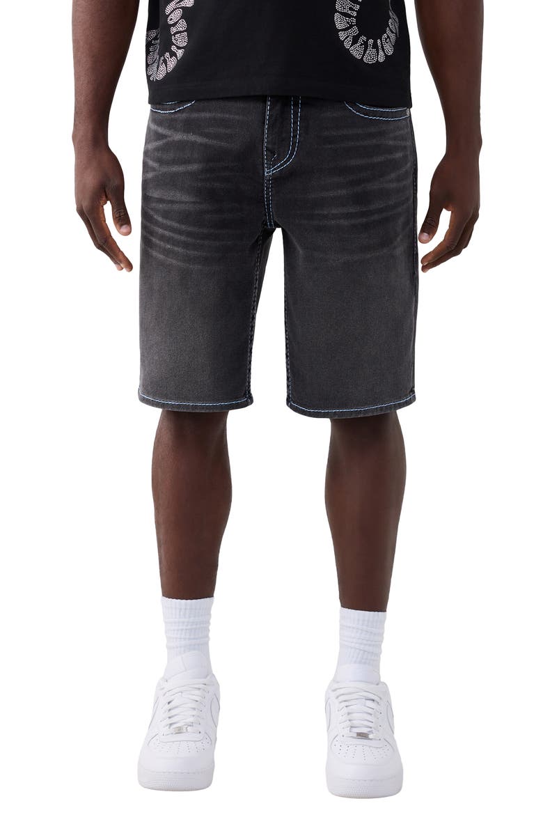 Bobby Flap Big T Denim Shorts, Main, color, DEEP SILENCE BLACK WASH