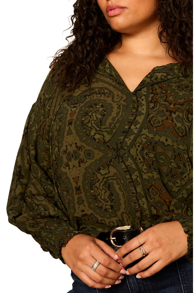 The Moment Volume Blouse, Alternate, color, MIDNIGHT MOSS GREEN