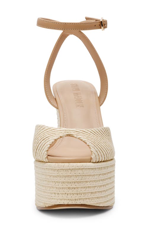Steve Madden Wanona Ankle Strap Peep Toe Platform Wedge Sandal In Nat Raffia