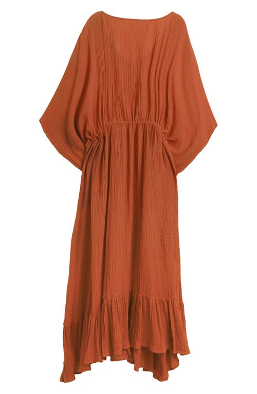 Saachi Colorful Crochet V-neck Cover-up Kaftan In Orange