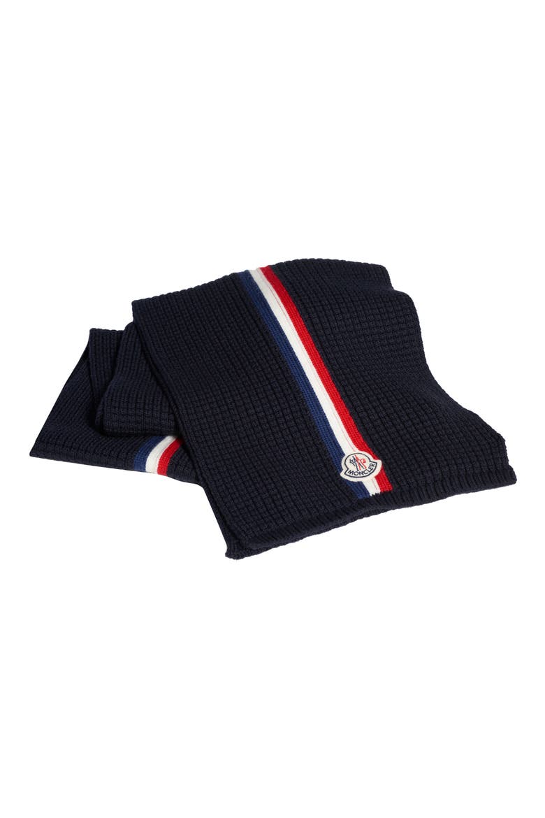 Stripe Wool Scarf, Main, color, NAVY
