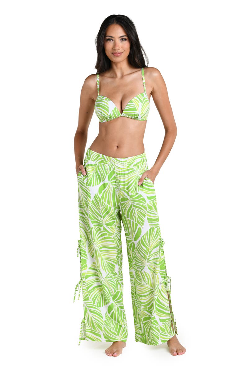 La Blanca Serene Palm Cover-Up Pants, Alternate, color, Apple