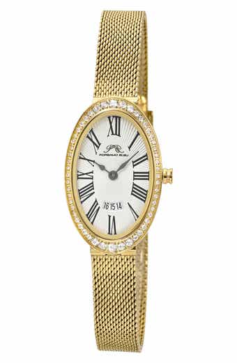 PORSAMO BLEU Women's Eloise Oval Guilloche Dial Topaz Stainless Steel Watch