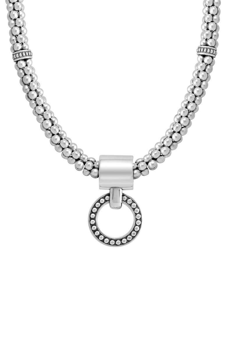 LAGOS 'Enso' Pendant Caviar Rope Necklace, Alternate, color, Silver