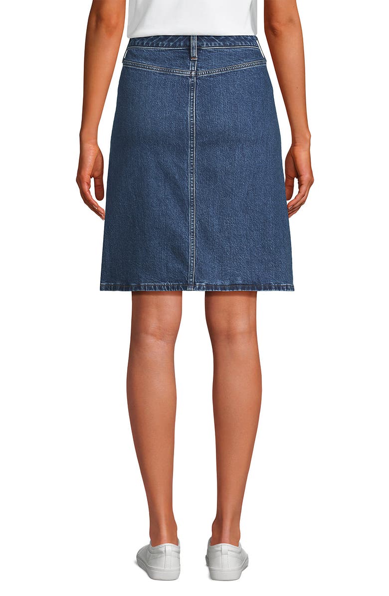 Lands' End Soft Denim Mid Rise Button Through Mini Skirt, Alternate, color, Indigo Tide Blue