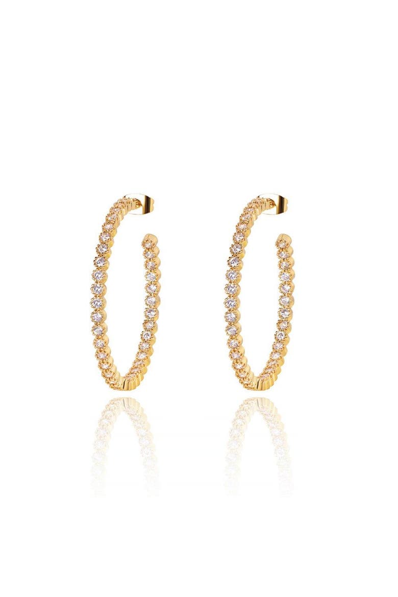Crystal Hoop Earrings, Main, color, Gold