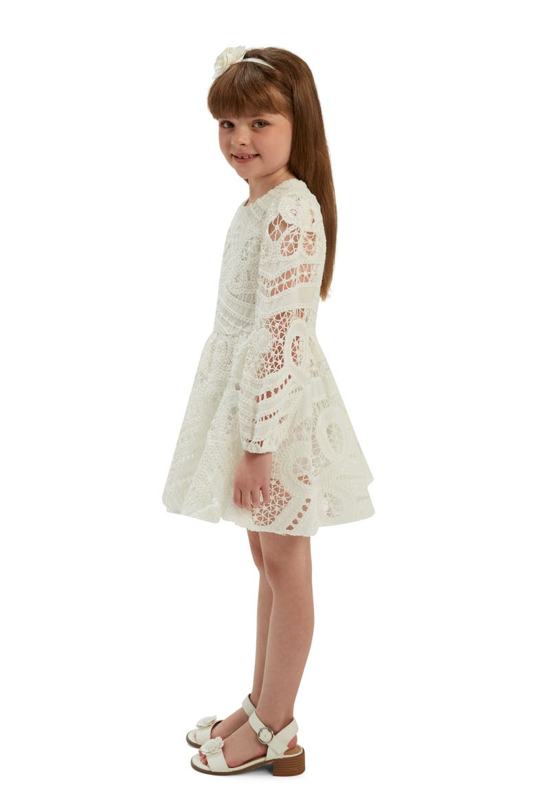 Kids' Margot Miley Long Sleeve Cotton Lace Party Dress, Alternate, color, ORCHID WHITE