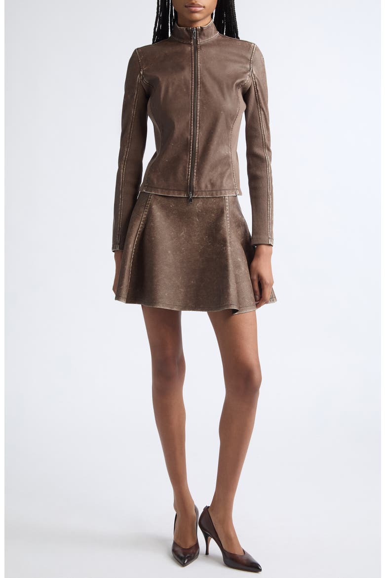 T-Hunder Biker Jacket, Alternate, color, CHOCOLATE
