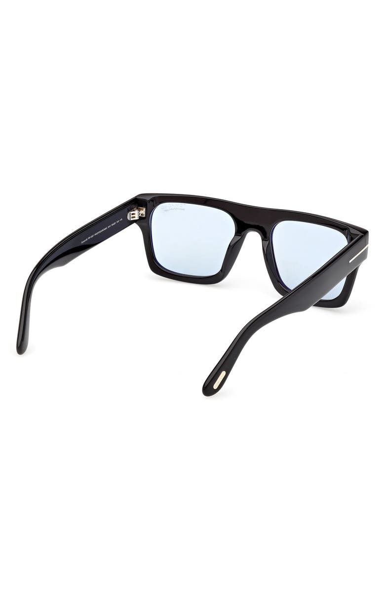 TOM FORD Cyrus 53mm Square Sunglasses, Alternate, color, Shiny Black / Blue