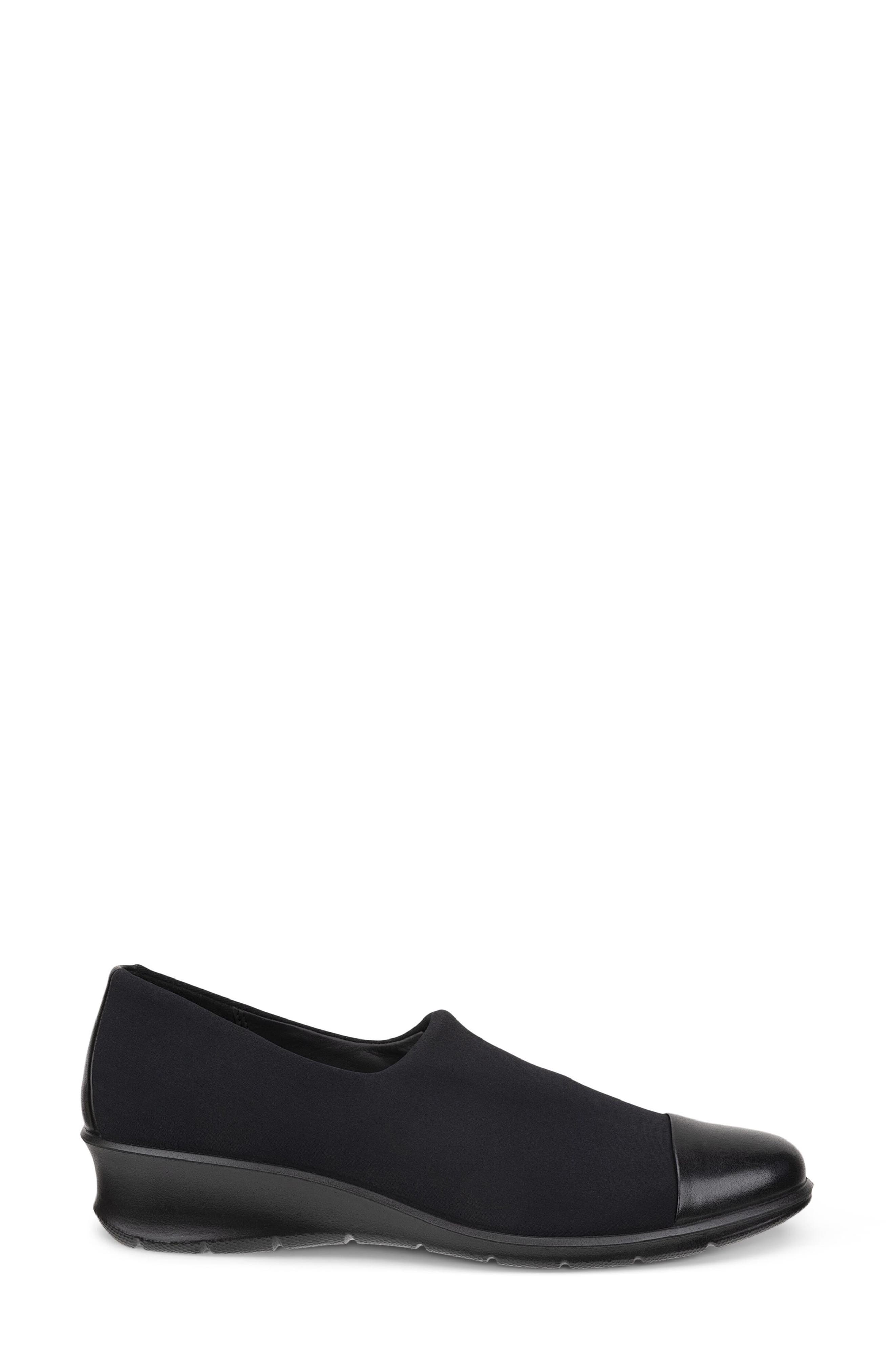 ECCO Felicia Cap Toe Waterproof Loafer, Alternate, color, Black/ Black