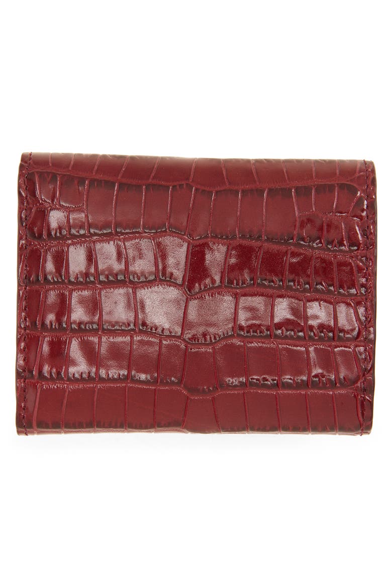 Mosaic Croc Embossed Leather Trifold Wallet, Alternate, color, OXBLOOD
