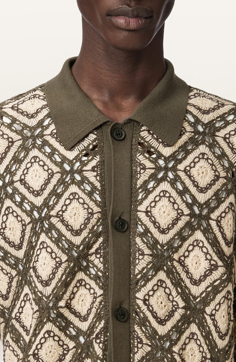 AllSaints Morena Knit Short Sleeve Cardigan, Alternate, color, Pitch Green