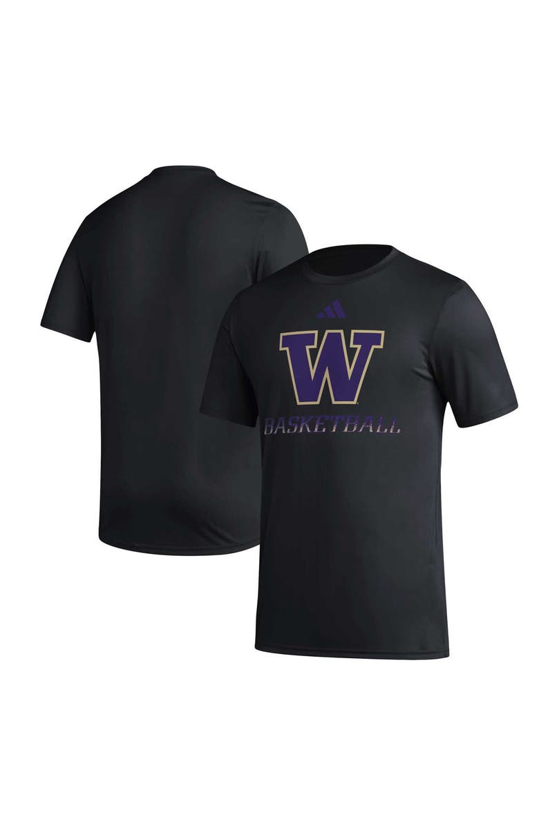 adidas Men's adidas Black Washington Huskies Fadeaway Basketball Pregame AEROREADY T-Shirt, Main, color, Black