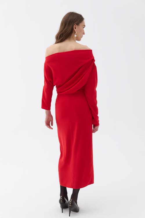 Shop Nocturne Draped Maxi Dress In Red