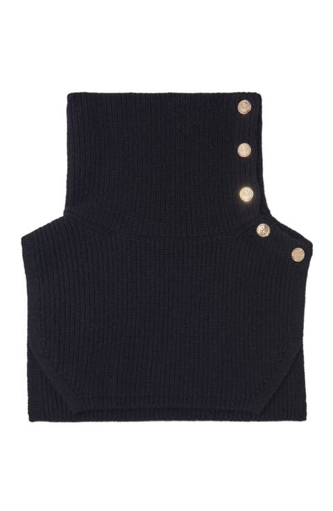 Button-up wool mix collar wrap