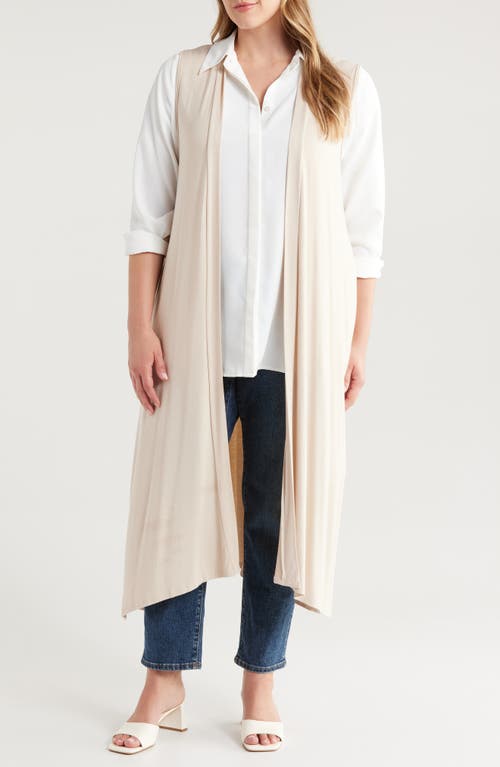 24seven Comfort Apparel Open Front Long Vest in Oatmeal  product