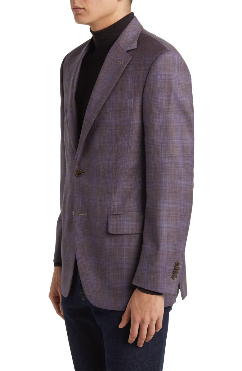 Peter Millar Tailored Fit Plaid Wool Sport Coat, Alternate, color, Dark Red