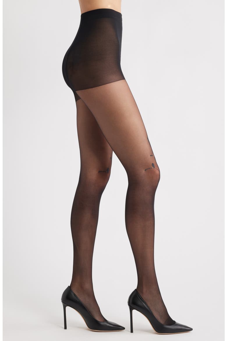 Rose Tattoo Sheer Tights, Main, color, BLACK