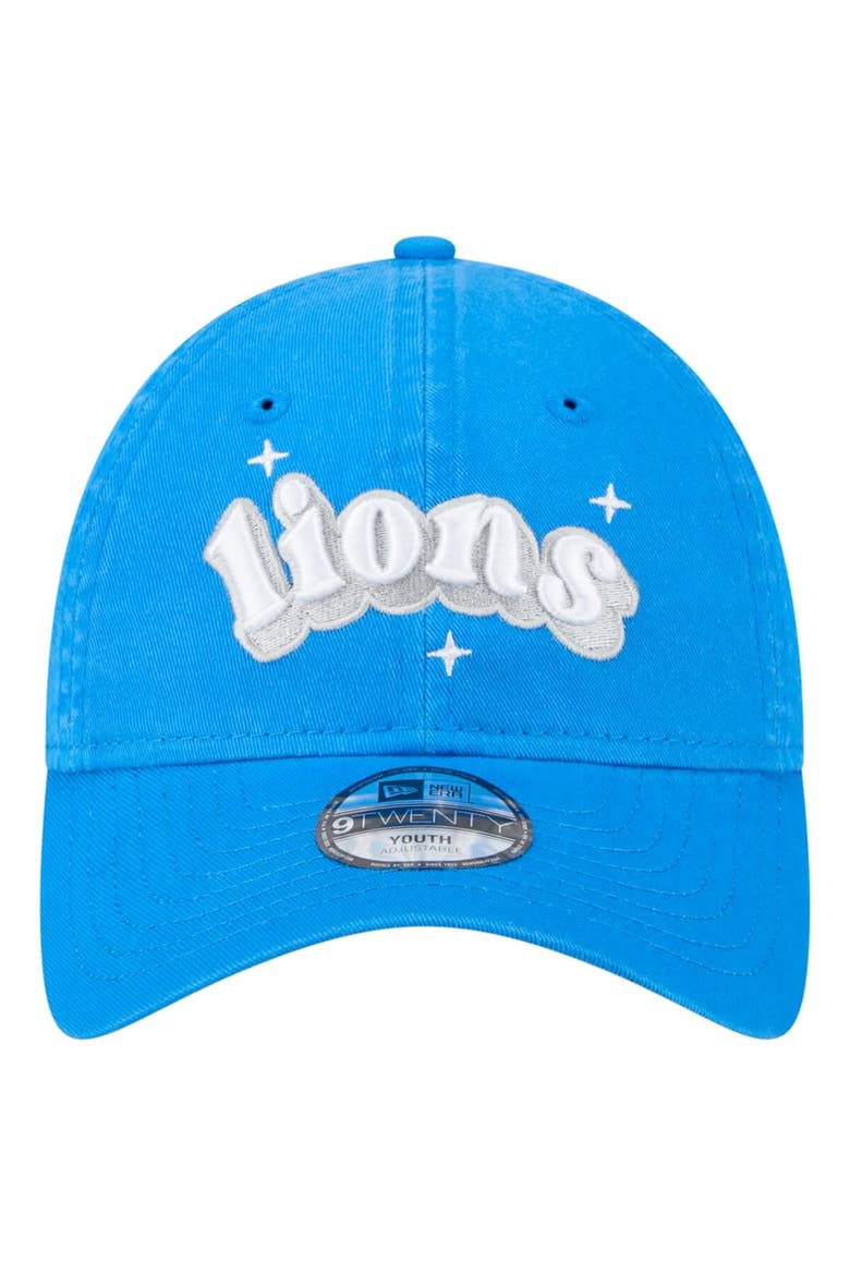 Girls Youth New Era  Blue Detroit Lions Cheer 9TWENTY Adjustable Hat, Alternate, color, Blue