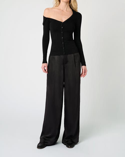 Weworewhat Off The Shoulder Collared Shirt In Black