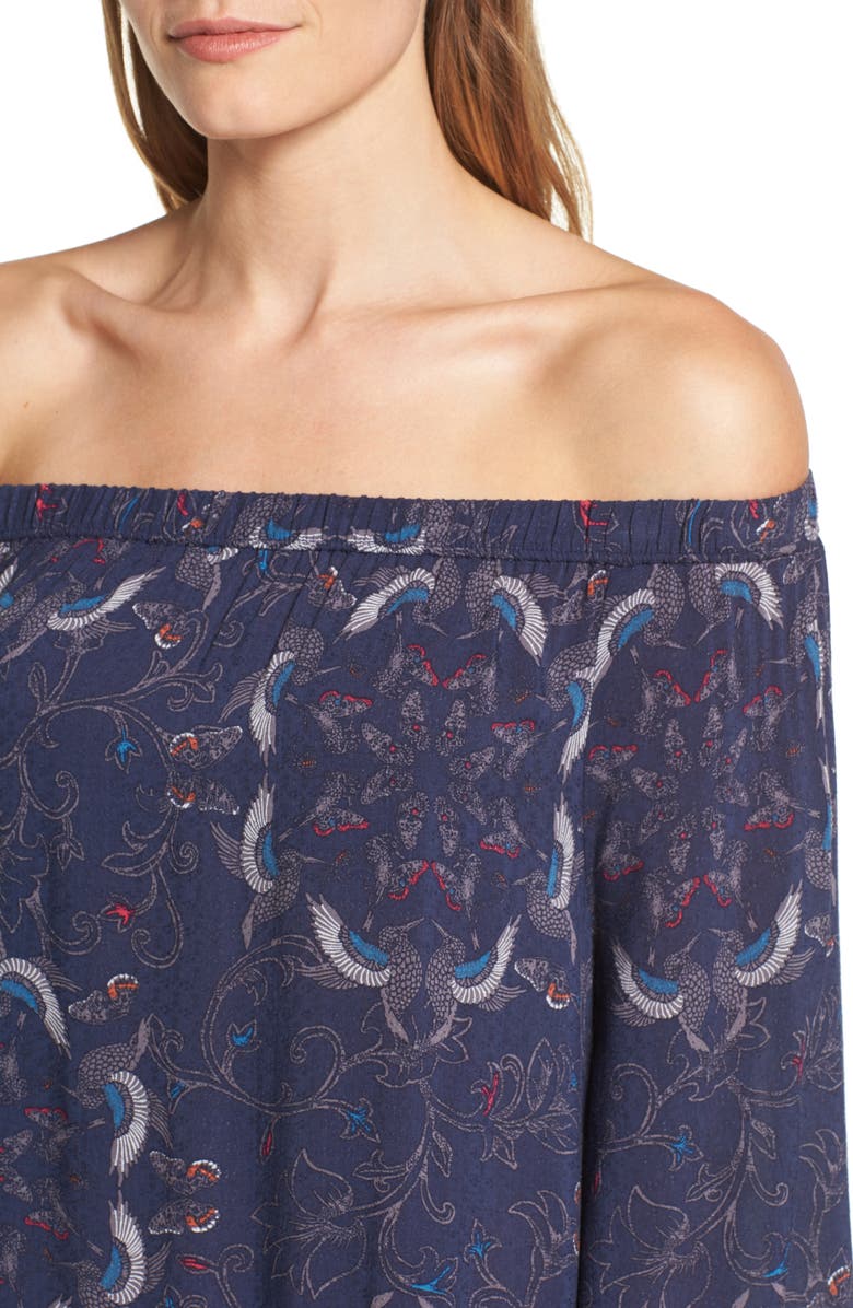 Hinge Print Off the Shoulder Maxi Dress, Alternate, color, 