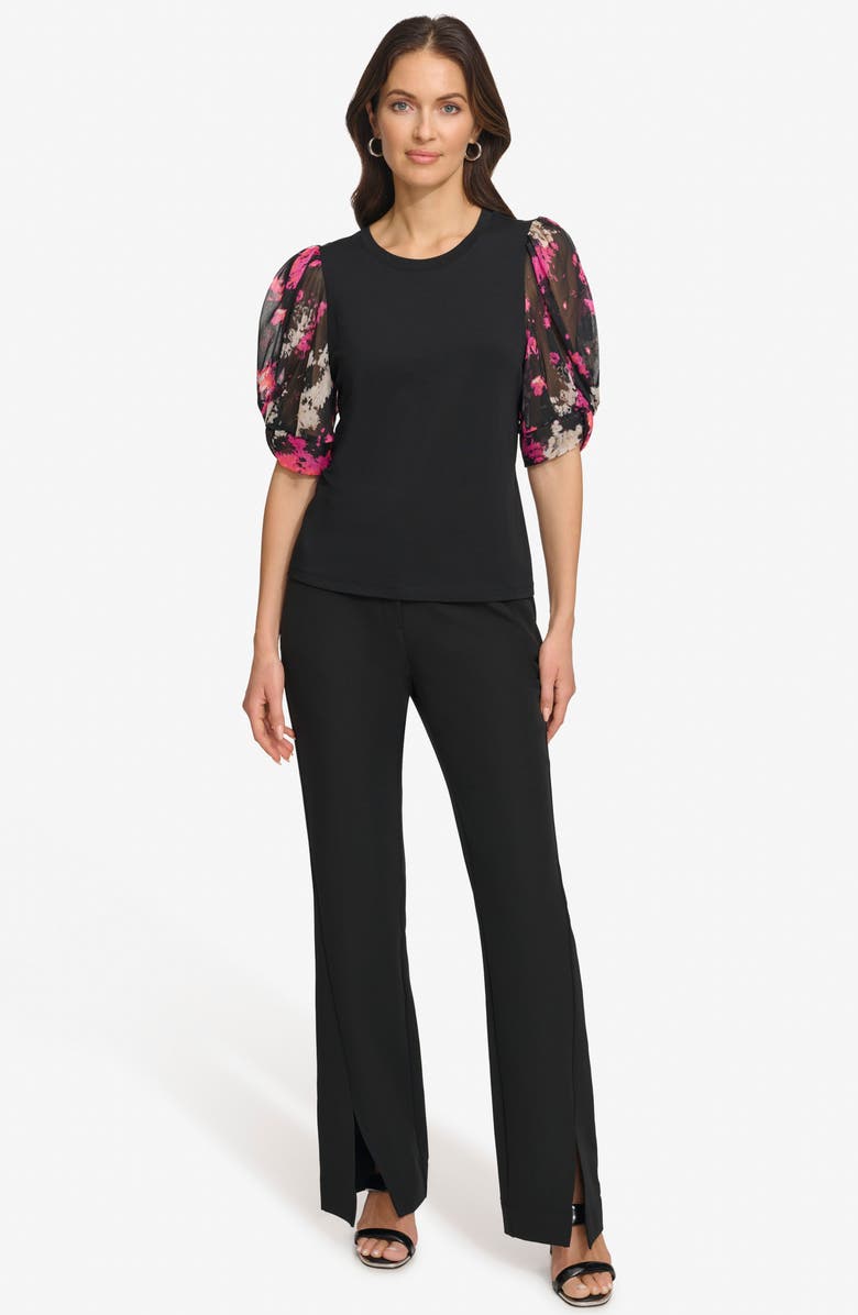DKNY Floral Puff Sleeve Top, Alternate, color,